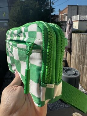 KELLY GREEN CHECKERED Small Crossbody with interchangeable straps